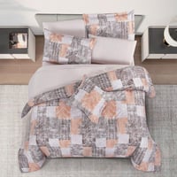 مفرش صيفي مزدوج وجهين ٧ قطع - اوركا - بيج غامق - ب...