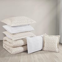 مفرش قطن صيفي مقاس كوين 8 قطع - نوفارين - بيج - اب...