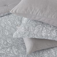 مفرش قطن صيفي مزدوج 8 قطع - افاليون -رصاصي فاتح -...