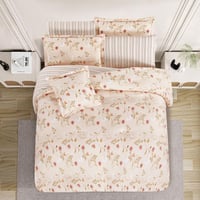 مفرش قطن صيفي مزدوج 8 قطع - افاليون - كريمي غامق -...