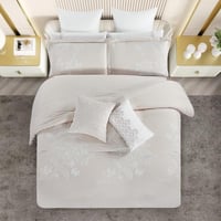 مفرش صيفي مزدوج مطرز فاخر 12 قطعة - ليوني - بيج فا...