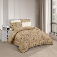 مفرش صيفي مزدوج 6 قطع - كاليندا - بني - كريمي