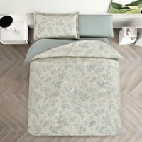 مفرش قطن صيفي مفرد ونص ٤ قطع - نولين -بيج مشجر - ا...