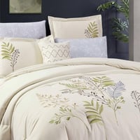 مفرش صيفي مزدوج مطرز فاخر 7 قطع - بروتي - بيج فاتح