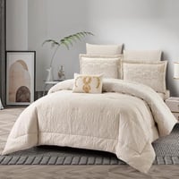 مفرش صيفي مزدوج جاكار 7 قطع مزين بالدانتيل - بلوفي...