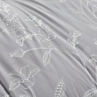 مفرش صيفي مزدوج مطرز فاخر 8 قطع - ايزابيلا - رمادي