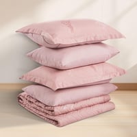 مفرش صيفي مزدوج حشوة مضغوطه 6 قطع - لونيا - زهري