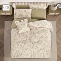 مفرش قطن صيفي مزدوج 8 قطع - افاليون -بيج - زيتي