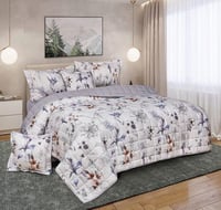 مفرش صيفي مفرد ونص مضغوط حشوة خفيفة 4 قطع -استيل -...