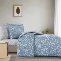 مفرش قطن صيفي مفرد ونص ٤ قطع - فاليريا - ازرق - رص...