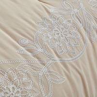 مفرش صيفي مزدوج مطرز فاخر 8 قطع - بيانكا - بيج فات...