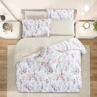 مفرش صيفي مقاس كوين وجهين ٧ قطع - ويلز - ابيض - بي...