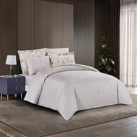 مفرش قطن صيفي مزدوج 6 قطع - نوفيلا - بيج - رصاصي