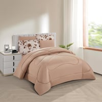 مفرش صيفي مفرد ونص 4 قطع - غاردينا -بيج - بيج غامق