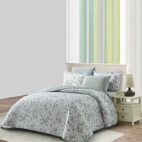 مفرش صيفي مزدوج مضغوط 6 قطع - روجينا -رصاصي مورَّد