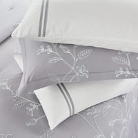 مفرش صيفي مزدوج مطرز فاخر 8 قطع - ايزابيلا - رمادي