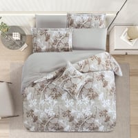 مفرش صيفي مقاس كوين وجهين ٧ قطع - ويلز - بيج غامق...