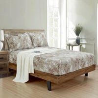 طقم شرشف مشجر مفرد ونص مغاط - 2 قطعة - بيج غامق