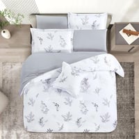 مفرش صيفي مزدوج وجهين ٧ قطع - اوركا - ابيض - رمادي