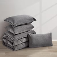 مفرش شتوي مخمل فرو مقاس كوين 6 قطع - لوريفا -رمادي...