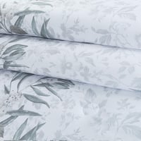 مفرش صيفي مقاس كوين وجهين ٧ قطع - ويلز - ابيض - رص...