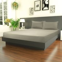 شرشف قطن مقاس كوين 3 قطع -رمادي