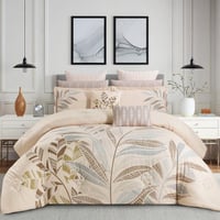 مفرش صيفي مقاس كوين 12 قطعة - كلاريس -بيج غامق