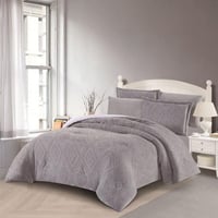 مفرش شتوي مخمل فرو مفرد ونص 4 قطع - موريل - رمادي