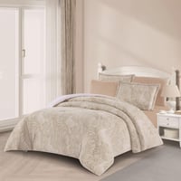 مفرش شتوي مخمل فرو مفرد ونص 4 قطع - موريل - بيج فا...