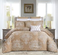 مفرش صيفي فاخر مزدوج جاكار مطرز 12 قطعة – كاسيانا...