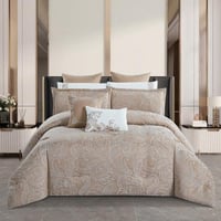 مفرش صيفي فاخر مزدوج جاكار مطرز 12 قطعة – لوتشيني...