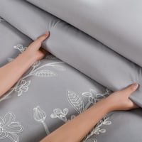 مفرش صيفي مزدوج مطرز فاخر 8 قطع - ايزابيلا - رمادي