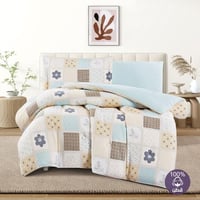 مفرش قطن صيفي مفرد ونص 4 قطع - روفيلا- بيج - سماوي