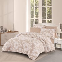 مفرش شتوي مزدوج مخمل فرو 6 قطع - نيكولينا - بيج