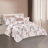 مفرش صيفي مزدوج 7 قطع - اوركا- ابيض - بيج فاتح