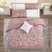 مفرش صيفي مفرد ونص مطرز فاخر 6 قطع - فيينزا - لحمي