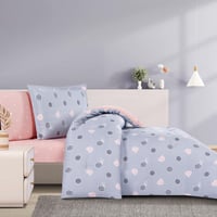 مفرش صيفي مفرد ونص 4 قطع - اليساندرا - رصاصي - ورد...