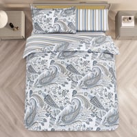 مفرش قطن صيفي مفرد ونص ٤ قطع - نولين -اوف وايت - ر...