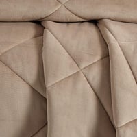 مفرش شتوي مخمل فرو مقاس كوين 6 قطع - لوريفا - بيج...