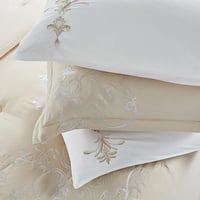 مفرش صيفي مزدوج مطرز فاخر 12 قطعة - اليسيا - بيج