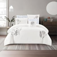 مفرش صيفي مزدوج مطرز فاخر 7 قطع - يودوكيا - ابيض