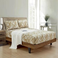 طقم شرشف مشجر مفرد ونص مغاط - 2 قطعة - بيج غامق