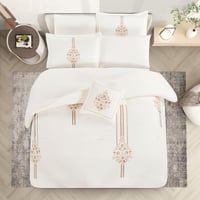 مفرش صيفي مزدوج مطرز فاخر 8 قطع - هيستيا - سكري