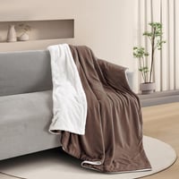 بطانية مخمل وفرو ماريو 200 × 230 - بني غامق