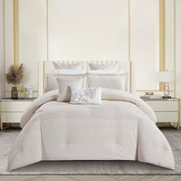 مفرش صيفي مزدوج مطرز فاخر 12 قطعة - ماريسا - بيج ف...