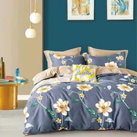 مفرش صيفي مقاس كوين 4 قطع - ماريوس - كحلي- بيج