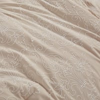 مفرش صيفي مزدوج مطرز فاخر 12 قطعة - اليجانزا - بيج