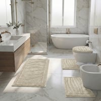 طقم سجاد حمام 4 قطع - مارفي - كريمي