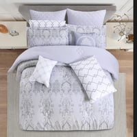 مفرش صيفي مقاس كوين 12 قطعة - كلاريس - رصاصي