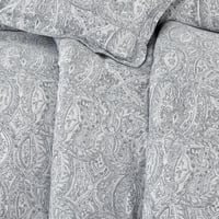 مفرش قطن صيفي مزدوج 8 قطع - افاليون -رصاصي فاتح -...